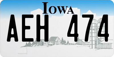 IA license plate AEH474