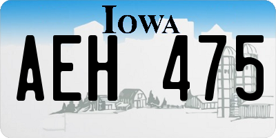 IA license plate AEH475