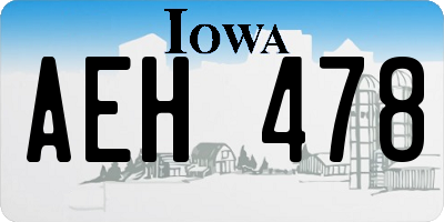 IA license plate AEH478