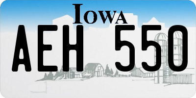 IA license plate AEH550
