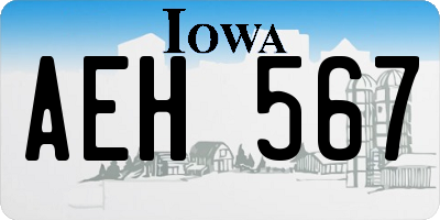IA license plate AEH567