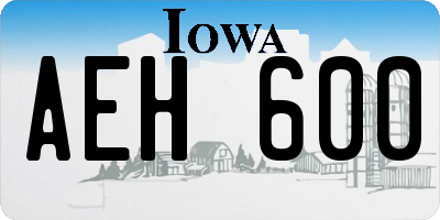 IA license plate AEH600