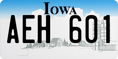 IA license plate AEH601