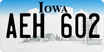 IA license plate AEH602