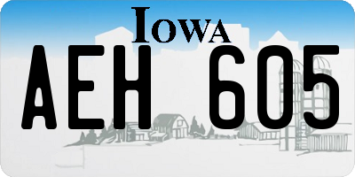 IA license plate AEH605