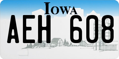 IA license plate AEH608