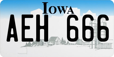 IA license plate AEH666