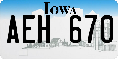 IA license plate AEH670