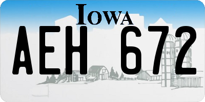 IA license plate AEH672