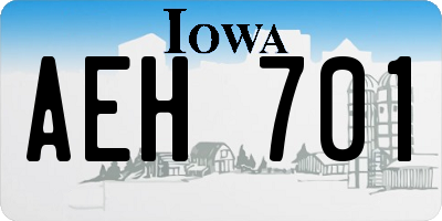 IA license plate AEH701