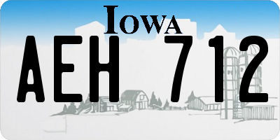 IA license plate AEH712