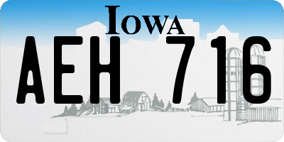 IA license plate AEH716