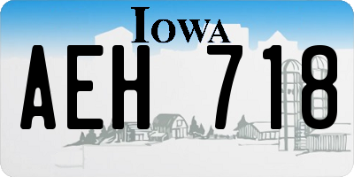 IA license plate AEH718