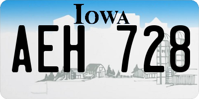 IA license plate AEH728