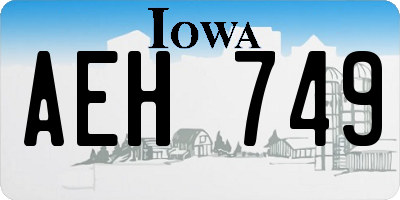 IA license plate AEH749