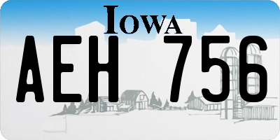 IA license plate AEH756