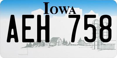 IA license plate AEH758