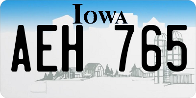 IA license plate AEH765