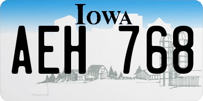 IA license plate AEH768