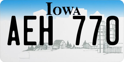 IA license plate AEH770