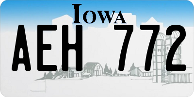 IA license plate AEH772