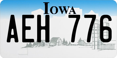 IA license plate AEH776