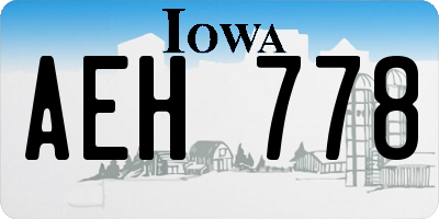 IA license plate AEH778