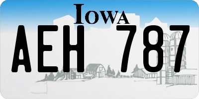 IA license plate AEH787