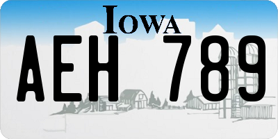 IA license plate AEH789