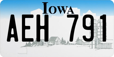 IA license plate AEH791