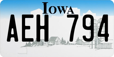 IA license plate AEH794