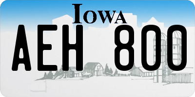 IA license plate AEH800