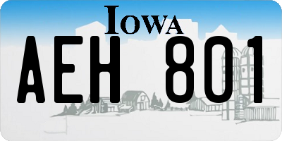 IA license plate AEH801