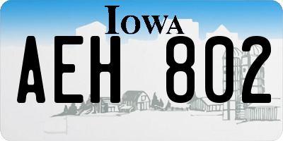 IA license plate AEH802