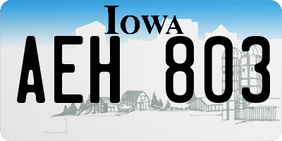IA license plate AEH803