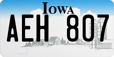 IA license plate AEH807