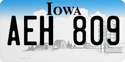 IA license plate AEH809
