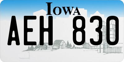 IA license plate AEH830