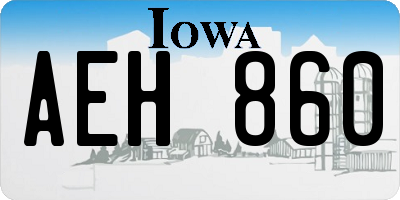 IA license plate AEH860