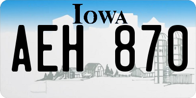 IA license plate AEH870