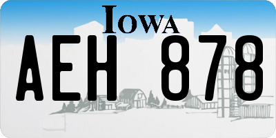 IA license plate AEH878