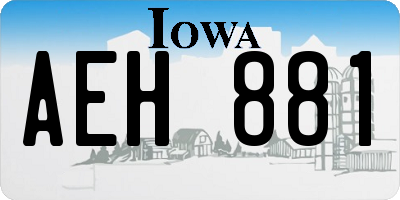 IA license plate AEH881