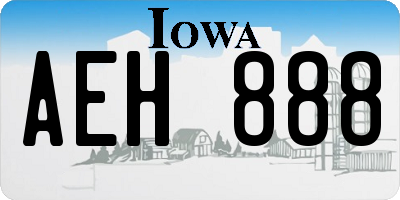 IA license plate AEH888