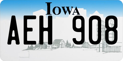 IA license plate AEH908
