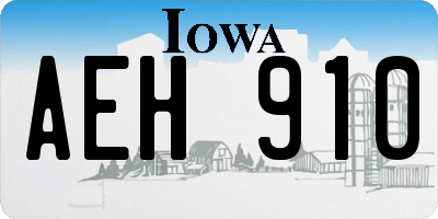IA license plate AEH910