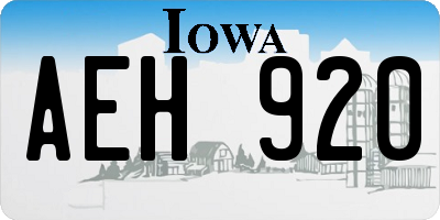 IA license plate AEH920