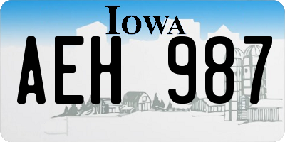 IA license plate AEH987