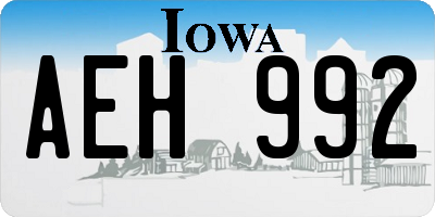 IA license plate AEH992