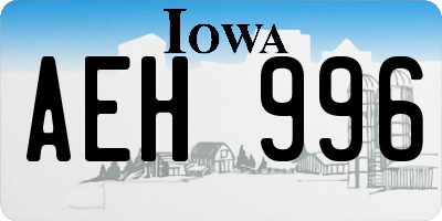 IA license plate AEH996