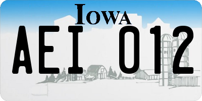 IA license plate AEI012